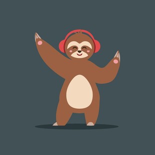 戴耳机跳舞的可爱树懒