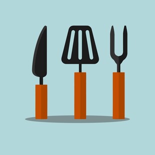 三把厨房工具插画