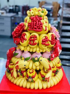 多层喜庆寿桃糕点造型