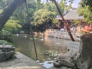 中式园林池塘景致