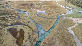 俯瞰大地蜿蜒蓝色河流
