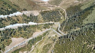 俯瞰山间蜿蜒道路景观