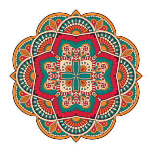 多彩曼陀罗花纹图案