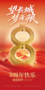 红色长城8周年庆海报展板