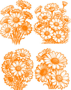 橙色小雏菊花卉图案设计素材