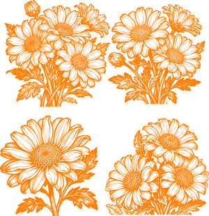 橙色雏菊花卉图案设计