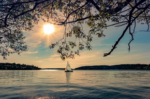 湖畔夕阳美景
