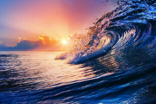夕阳海浪