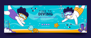 儿童趣味游泳主题插画