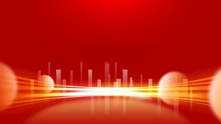 红色科技城市光影背景