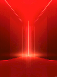 红色科技感光影空间场景