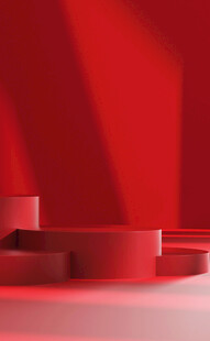 红色立体几何场景展示
