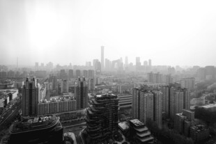 黑白视角下的繁华都市景观