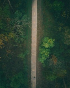 空中俯瞰林间小路