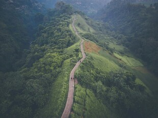 山间蜿蜒小路的美丽景致
