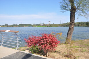北京朝阳坝河景观湖畔美景