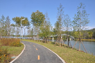 北京朝阳坝河景观湖畔骑行道