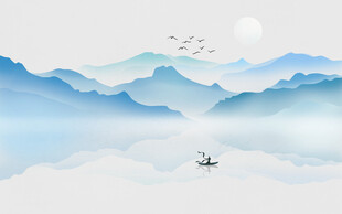 蓝色山水背景