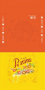 披萨盒 包装设计展开图