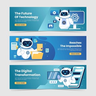 科技未来机器人与数字场景