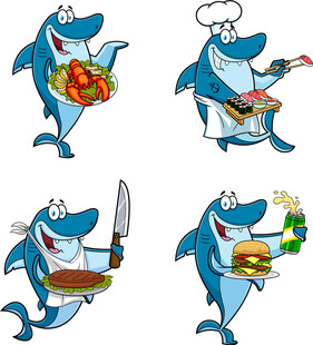 鲨鱼大厨的趣味烹饪瞬间