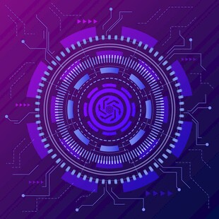 科技感紫色圆形电路图案