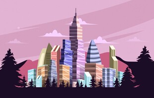 梦幻多彩的城市建筑景观