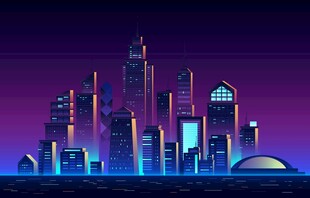 未来都市夜景建筑风光