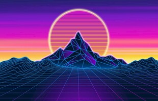 梦幻复古风的山峰景观