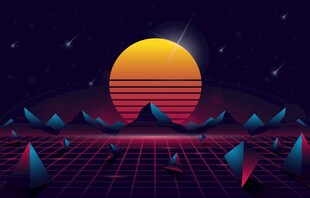 复古科幻风日落景观