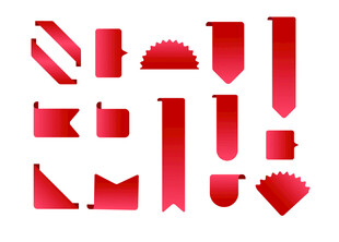 红色多样装饰标签集合