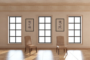 美式简约室内双椅窗户场景