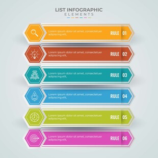 多彩六边形信息图表元素