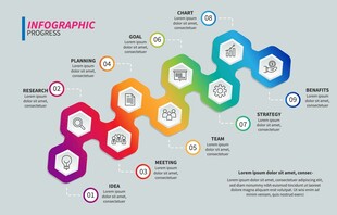 多彩六边形信息图表设计