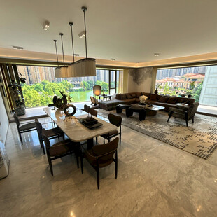 现代豪华客厅餐厅一体化空间