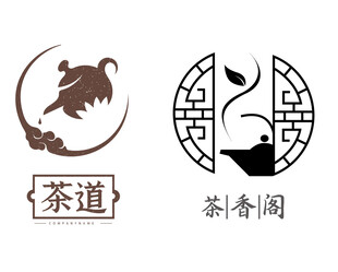 中式茶道与茶香阁标志设计