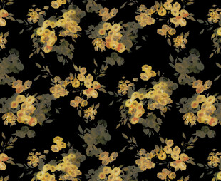 黑色底黄色花卉图案