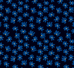 深蓝色底蓝色小花图案