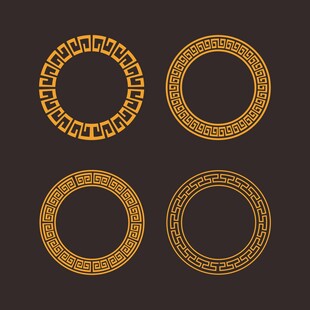 金色复古风圆形装饰图案