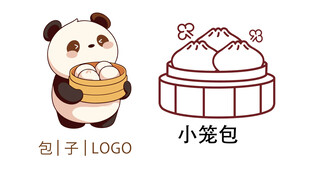 熊猫捧小笼包包子logo