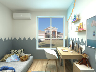 简约清新风儿童房窗户一角