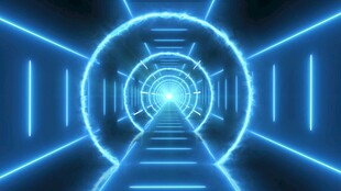 未来感科幻蓝色光线通道