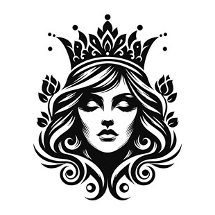 戴皇冠的神秘卷发女性