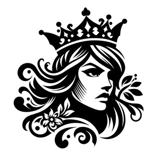 戴皇冠的女性头像图案