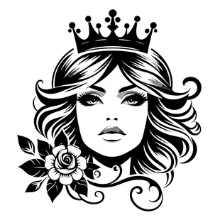 戴皇冠的卷发女性头像