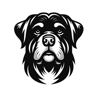 罗威纳犬黑白简约头像