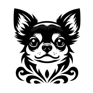 吉娃娃犬简约黑白装饰图案