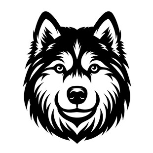 黑白风哈士奇头部图案