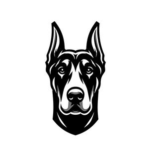 杜宾犬头像黑白简约图案