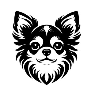 吉娃娃头像黑白插画